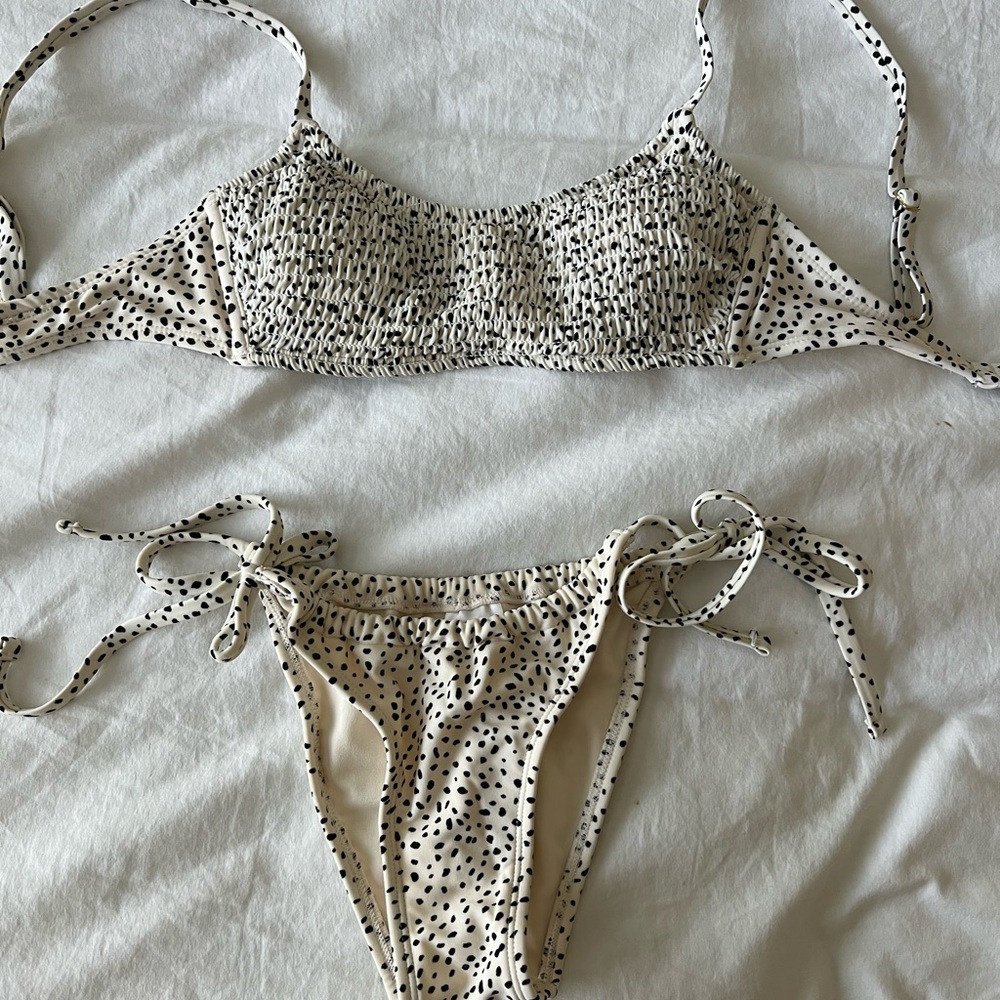 Cream and Black Dot Bikini